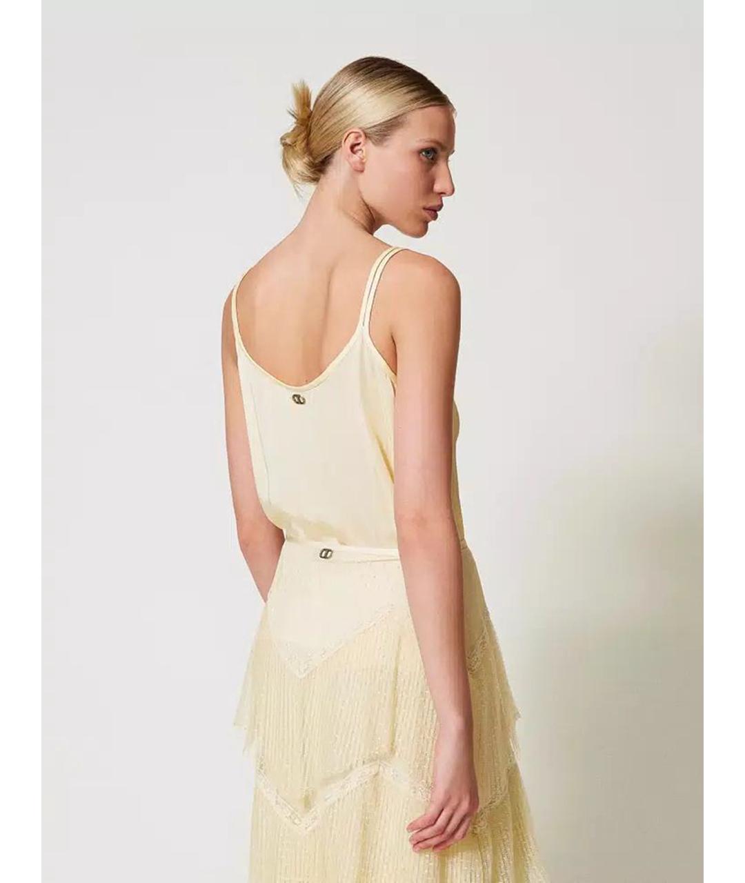 TWIN-SET Желтая вискозная майка, фото 5