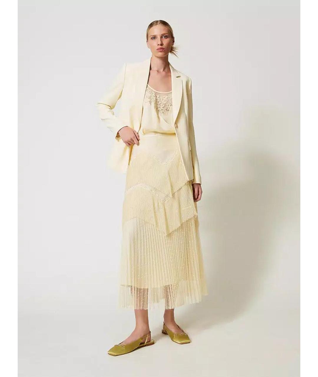 TWIN-SET Желтая вискозная майка, фото 2