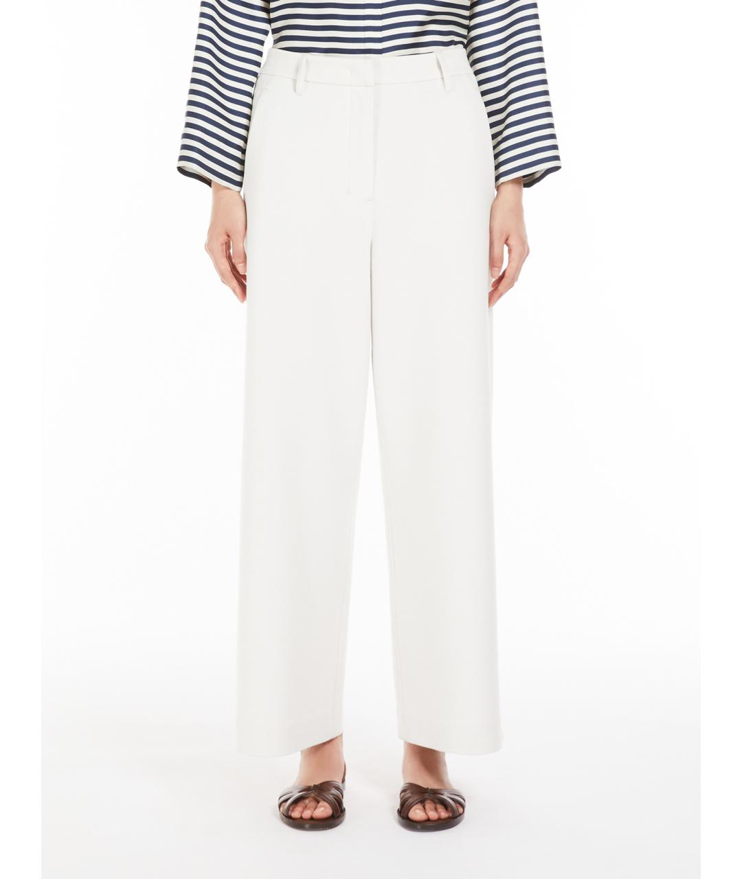 'S MAX MARA Белые хлопковые прямые брюки, фото 2