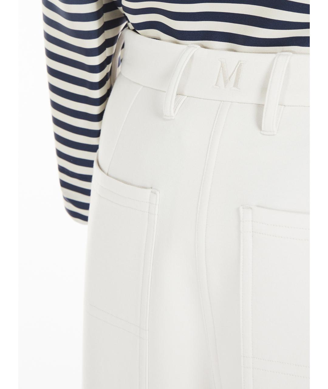 'S MAX MARA Белые хлопковые прямые брюки, фото 5