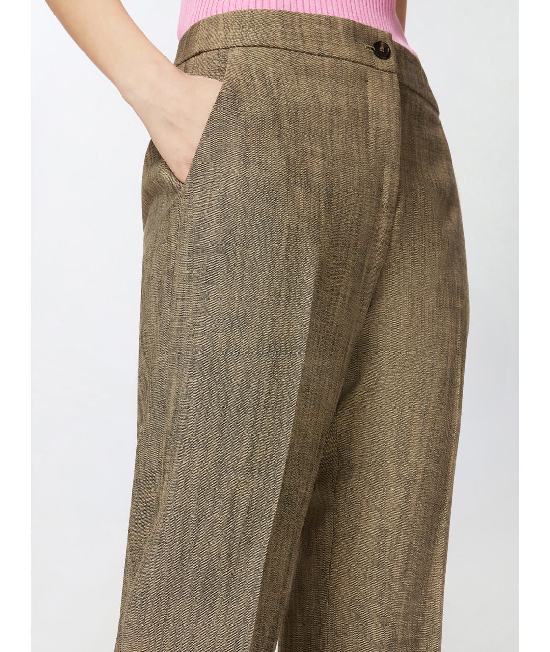 PINKO Коричневые вискозные прямые брюки, фото 5