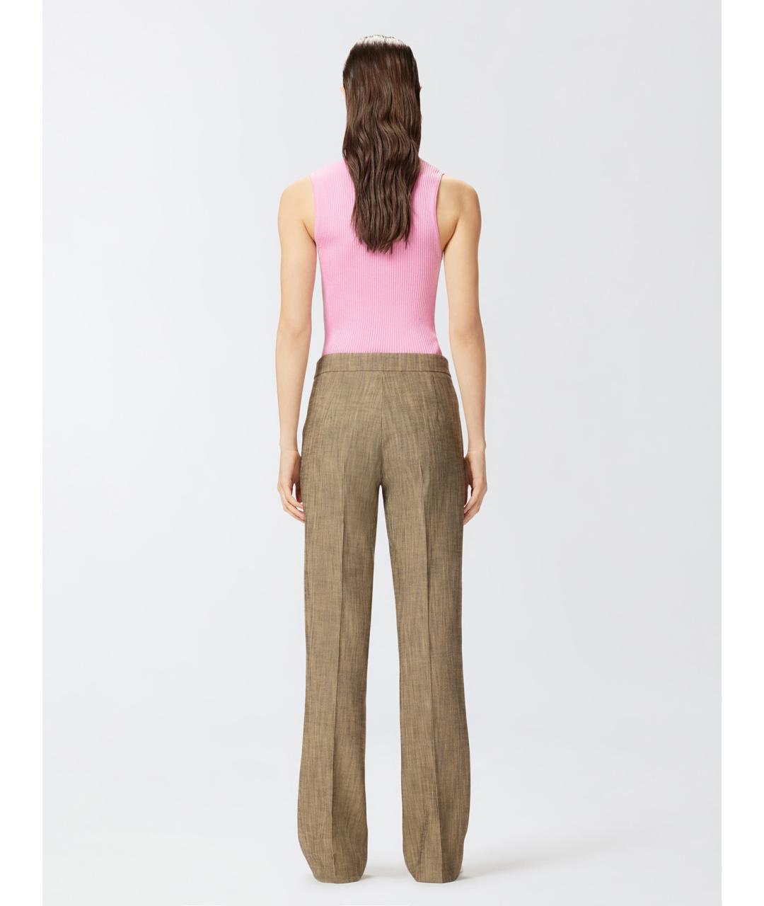 PINKO Коричневые вискозные прямые брюки, фото 4