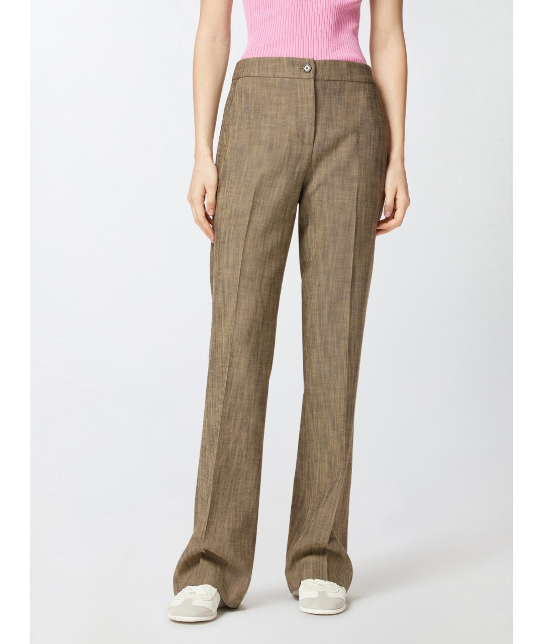 PINKO Коричневые вискозные прямые брюки, фото 3