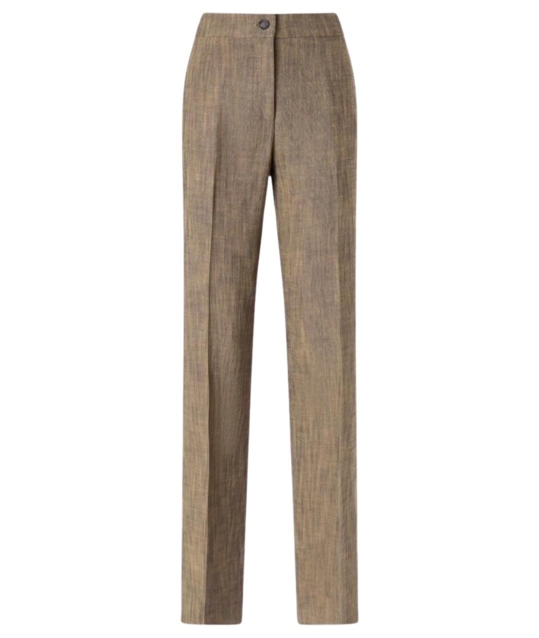 PINKO Коричневые вискозные прямые брюки, фото 1