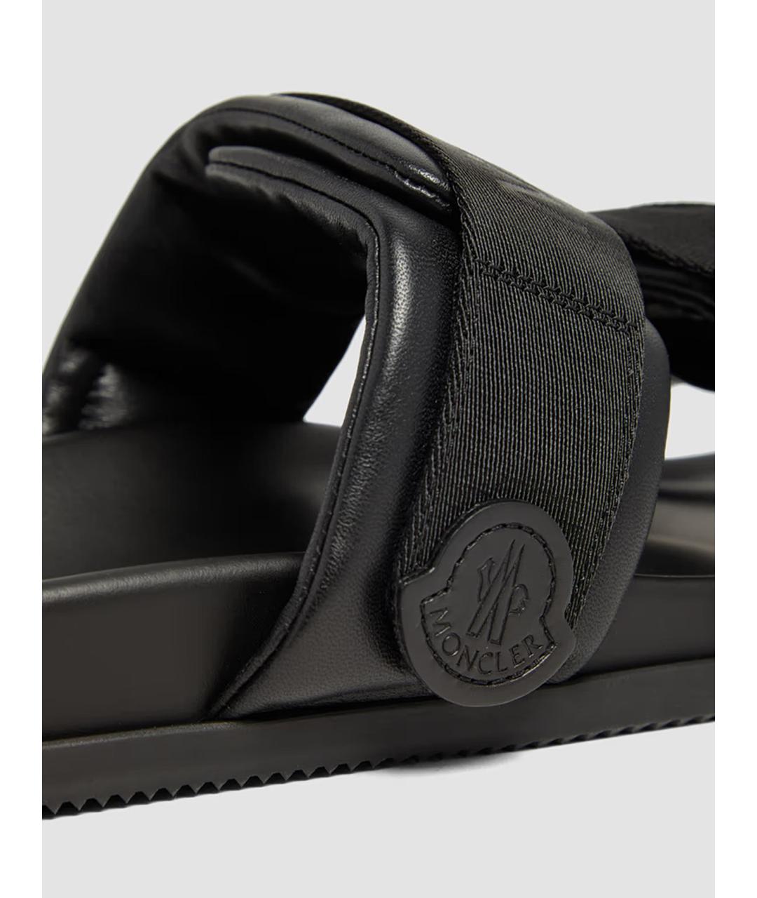 MONCLER Черные текстильные шлепанцы, фото 3