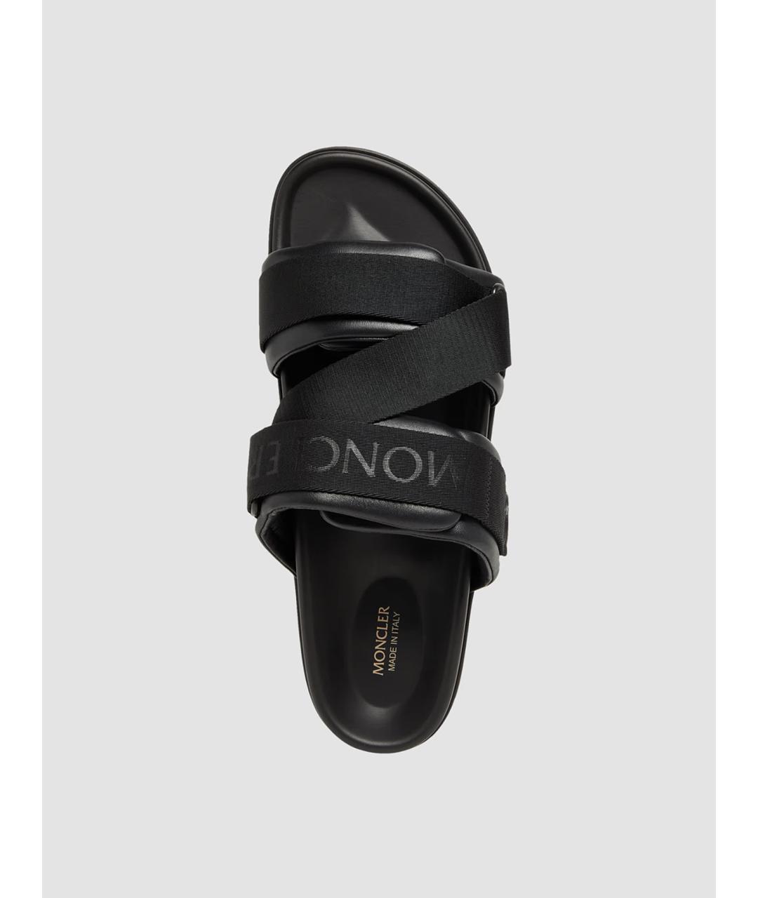 MONCLER Черные текстильные шлепанцы, фото 4
