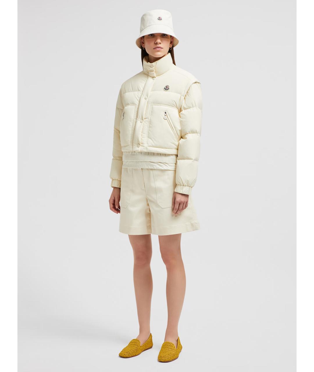 MONCLER Бежевый полиамидовый пуховик, фото 2