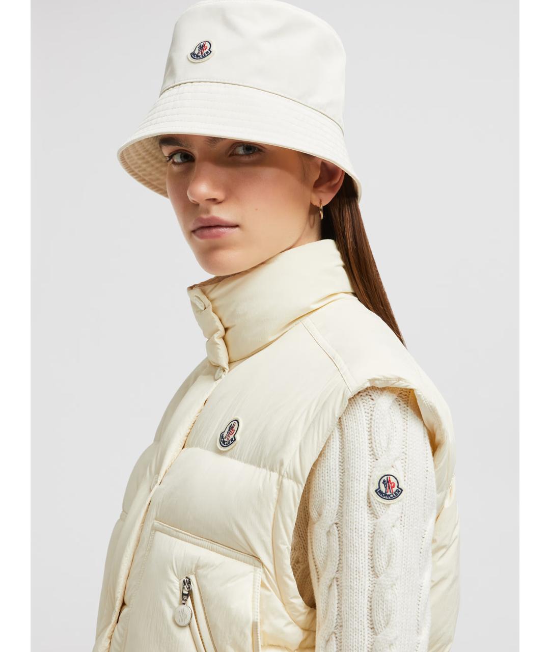 MONCLER Бежевый полиамидовый пуховик, фото 4