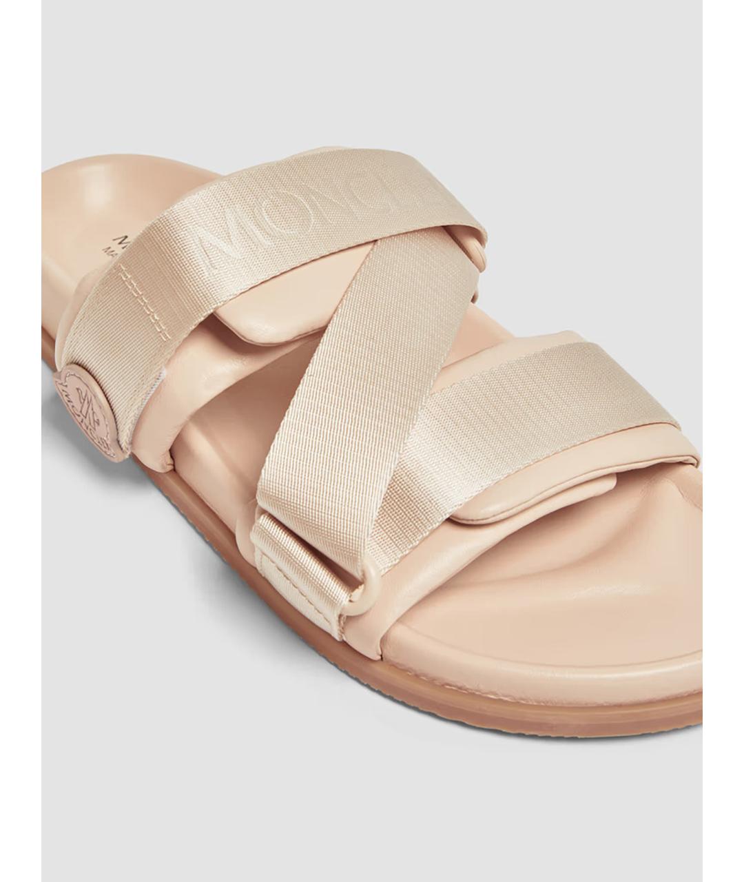 MONCLER Бежевые текстильные шлепанцы, фото 2