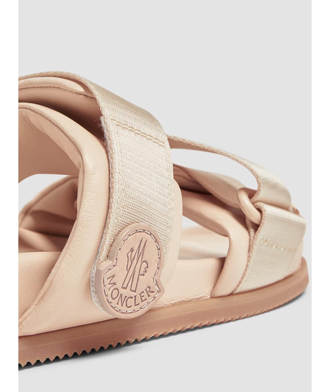 MONCLER Бежевые текстильные шлепанцы, фото 3