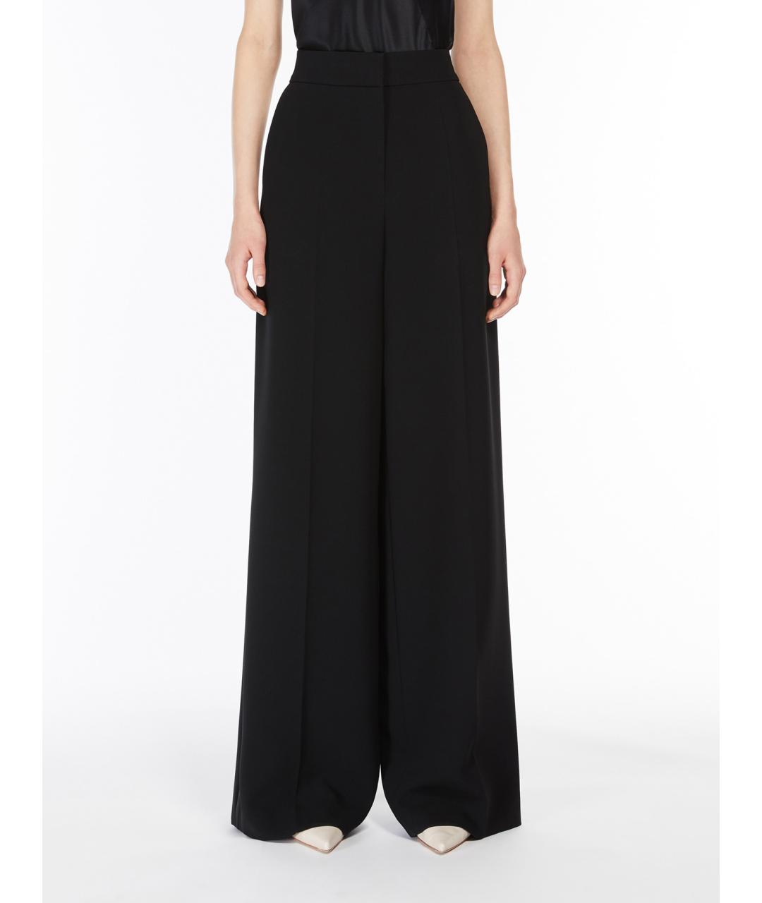 MAX MARA Черные ацетатные брюки широкие, фото 3