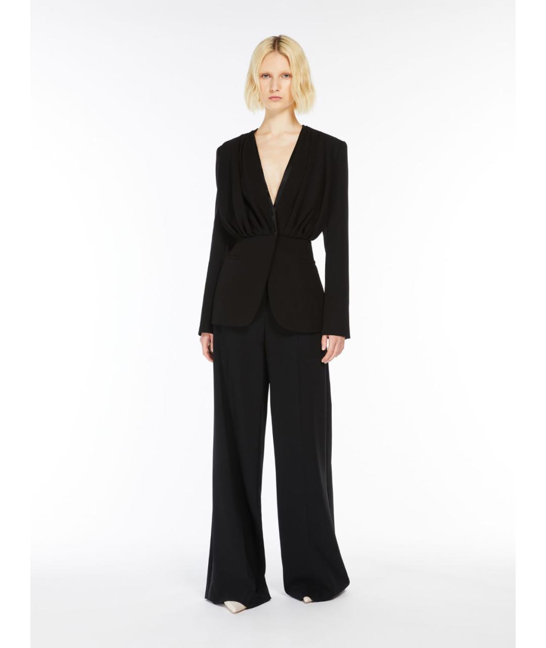 MAX MARA Черные ацетатные брюки широкие, фото 2