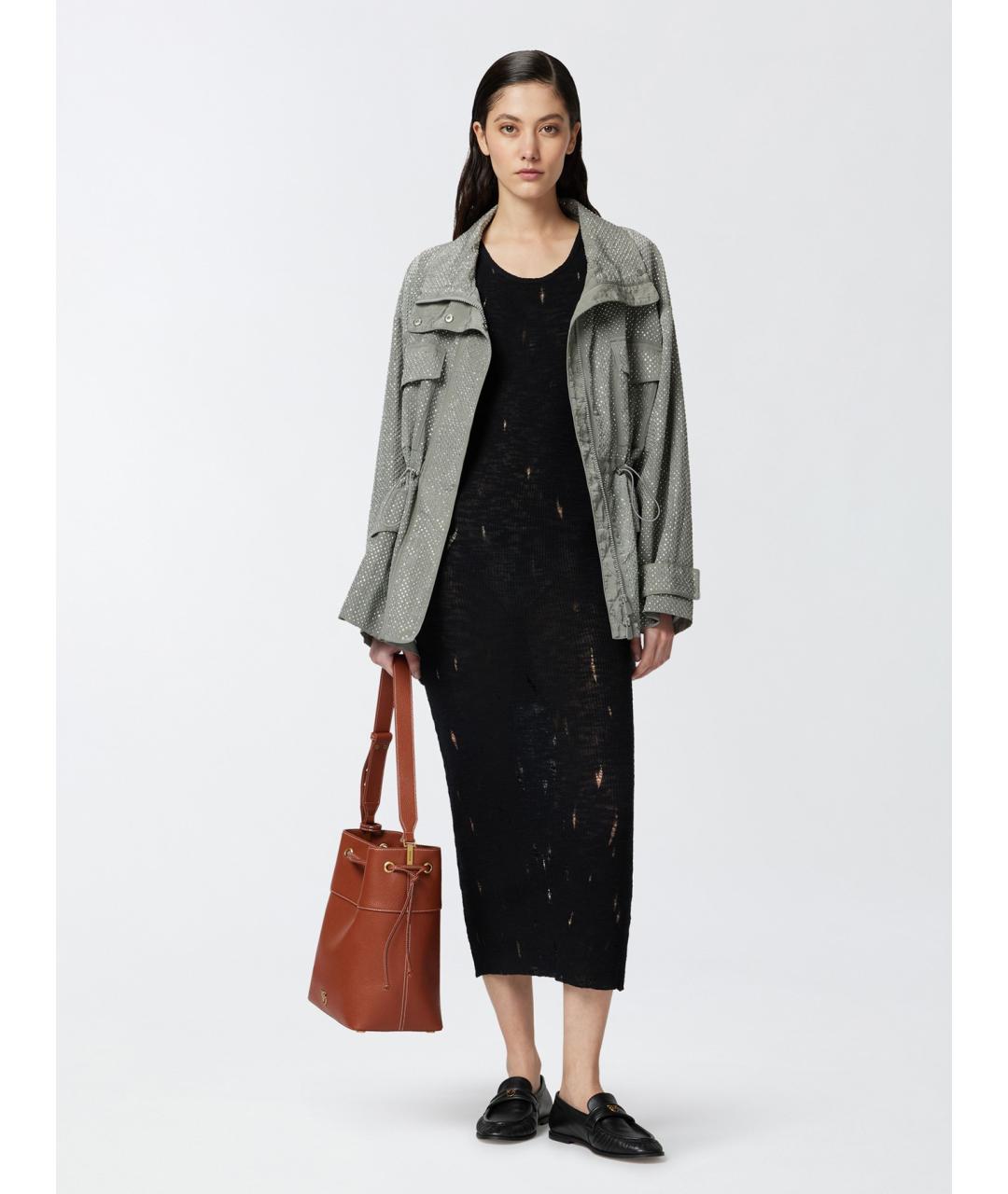 PINKO Черное хлопковое повседневное платье, фото 2