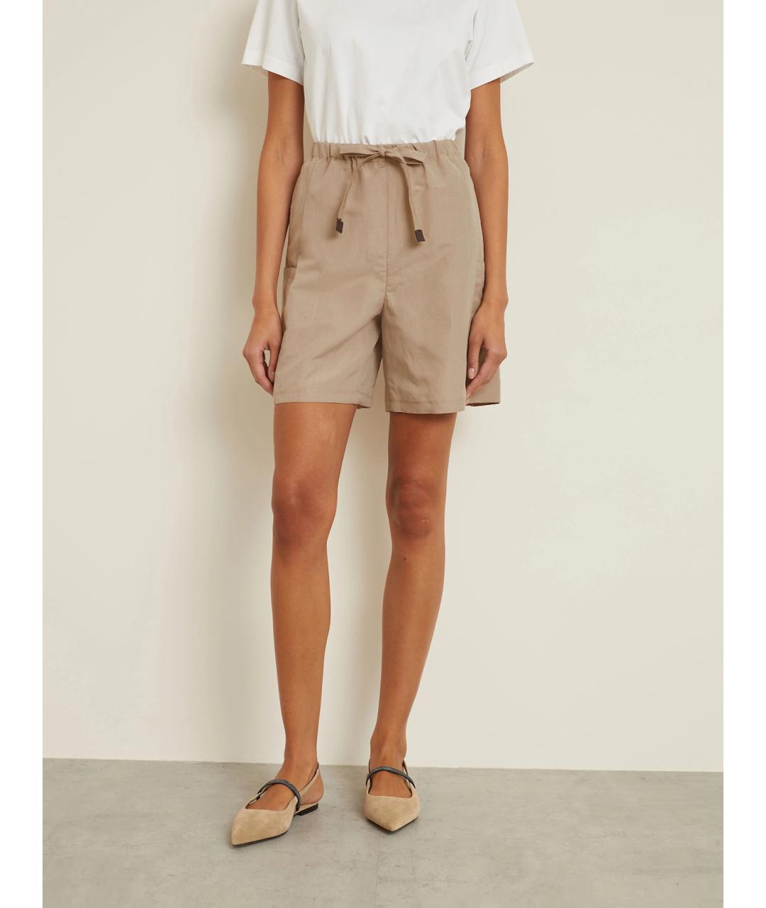 MAX MARA Бежевые льняные шорты, фото 5