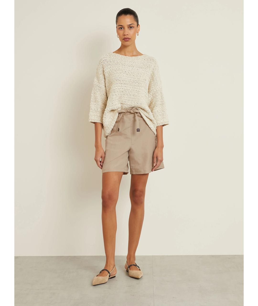 MAX MARA Бежевые льняные шорты, фото 2