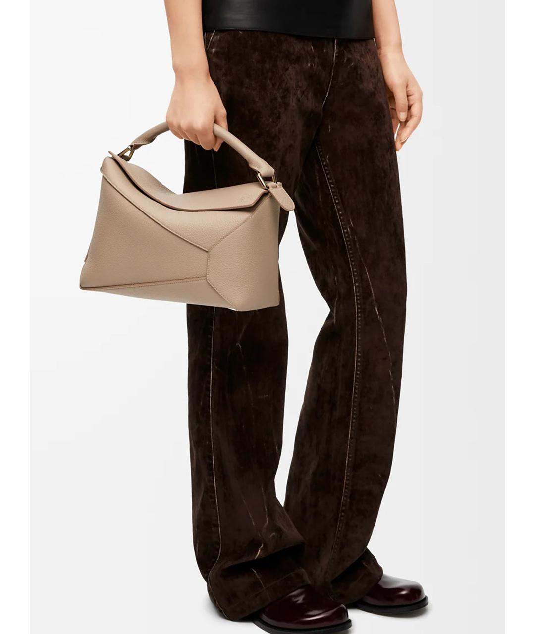 LOEWE Бежевая кожаная сумка через плечо, фото 2