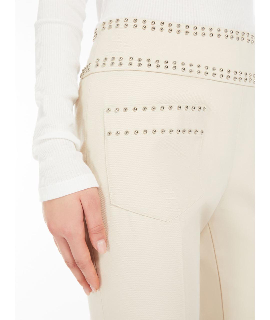 WEEKEND MAX MARA Бежевые хлопковые прямые брюки, фото 4