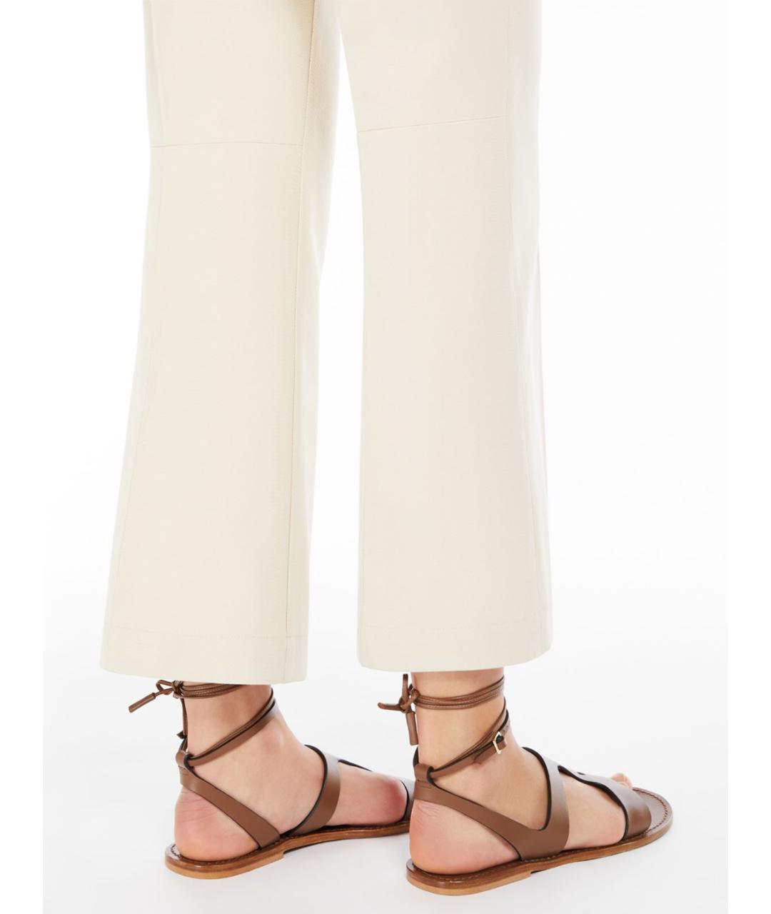 WEEKEND MAX MARA Бежевые хлопковые прямые брюки, фото 3