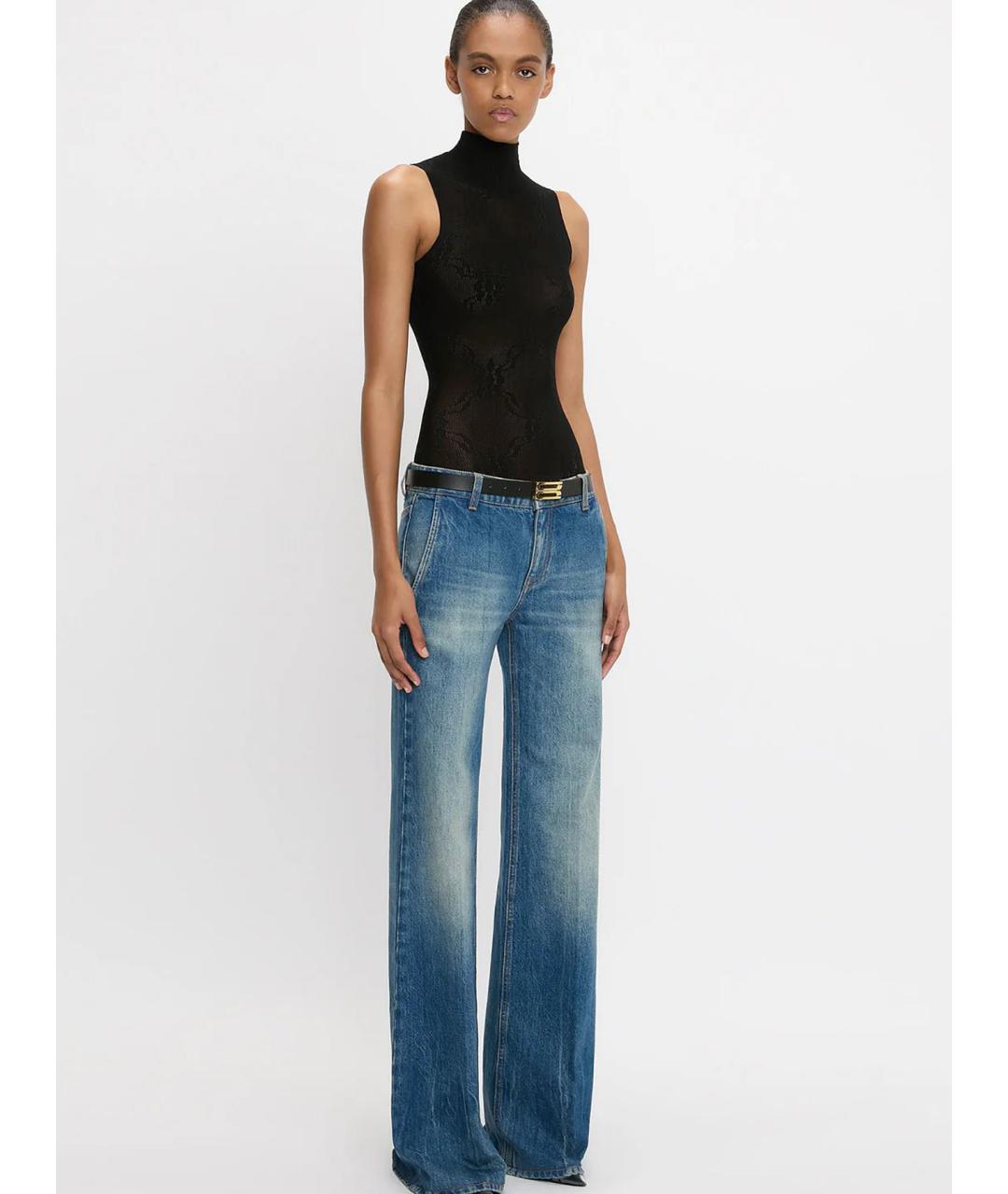 VICTORIA BECKHAM Синие хлопковые прямые джинсы, фото 2