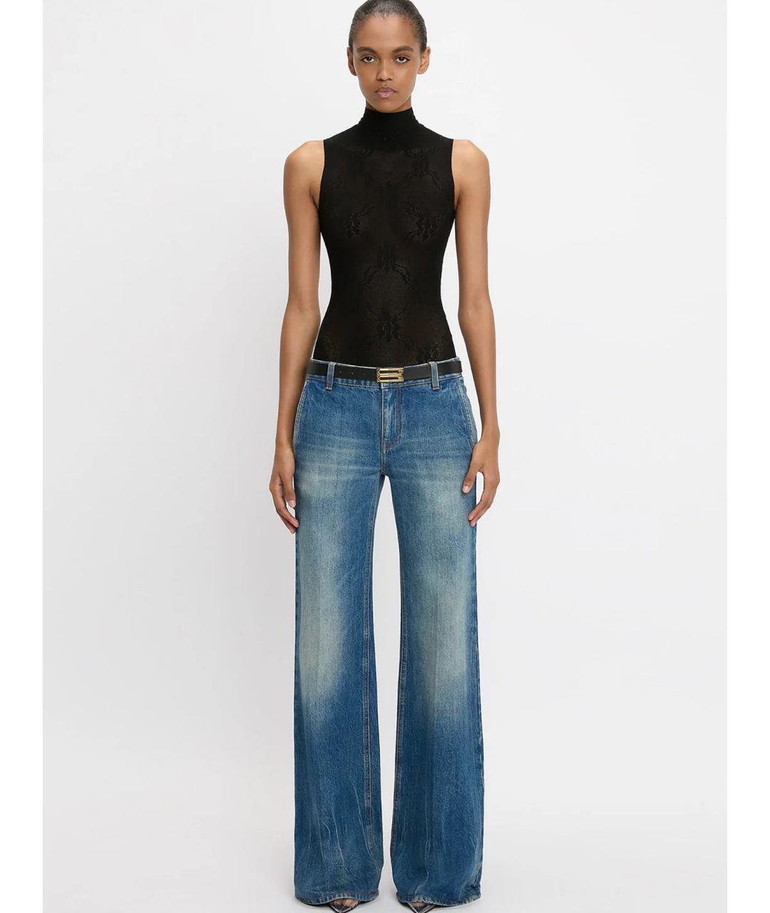 VICTORIA BECKHAM Синие хлопковые прямые джинсы, фото 3