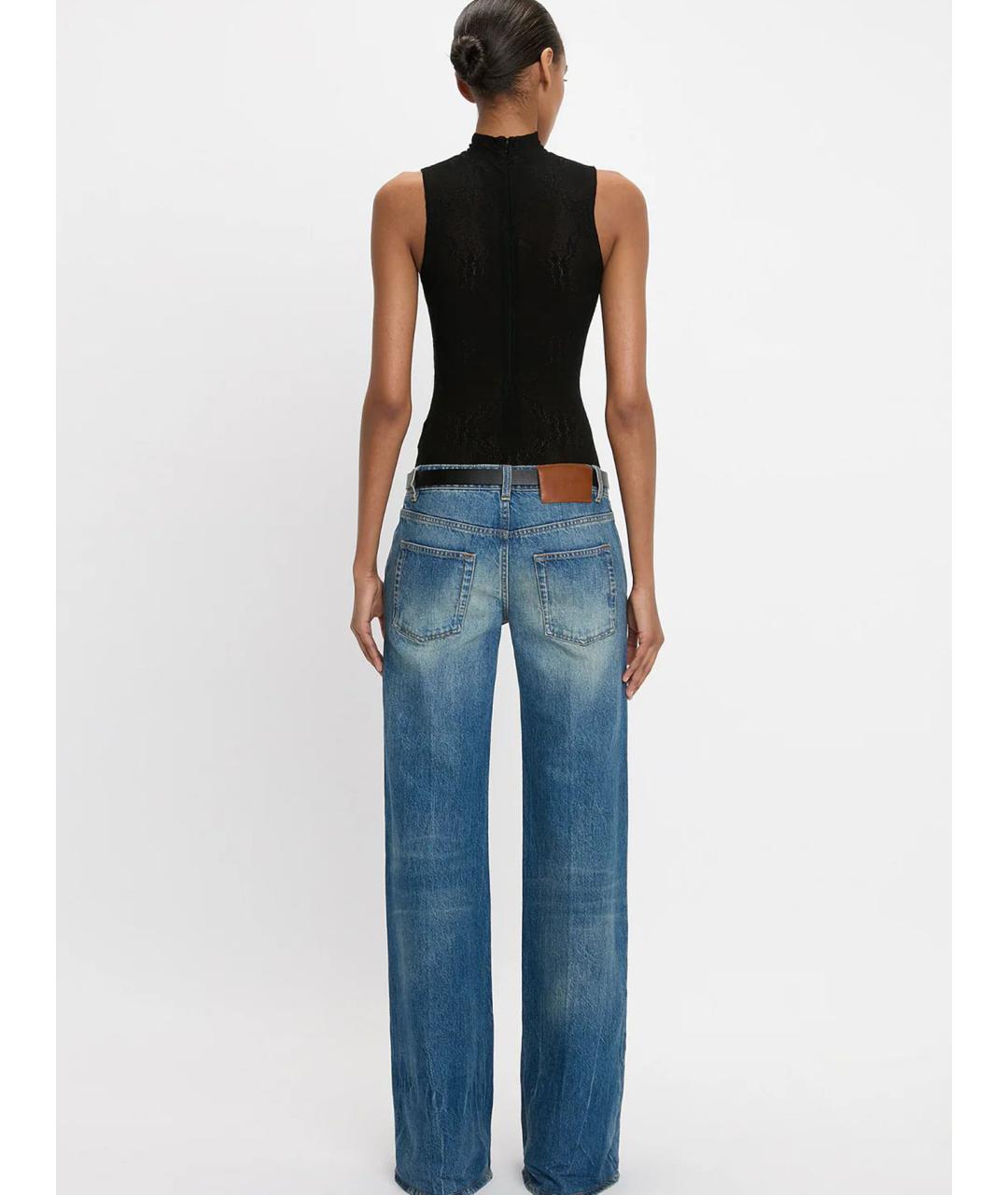 VICTORIA BECKHAM Синие хлопковые прямые джинсы, фото 4