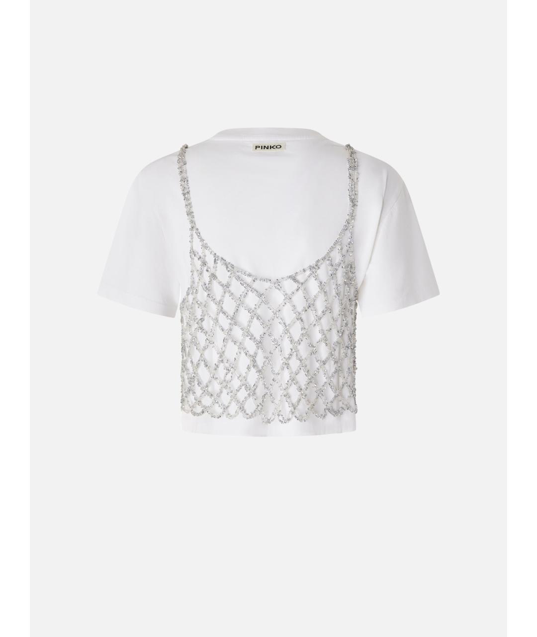 PINKO Белая хлопковая футболка, фото 6