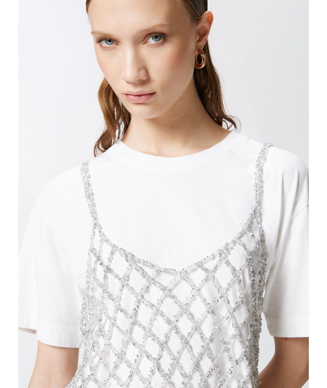 PINKO Белая хлопковая футболка, фото 5