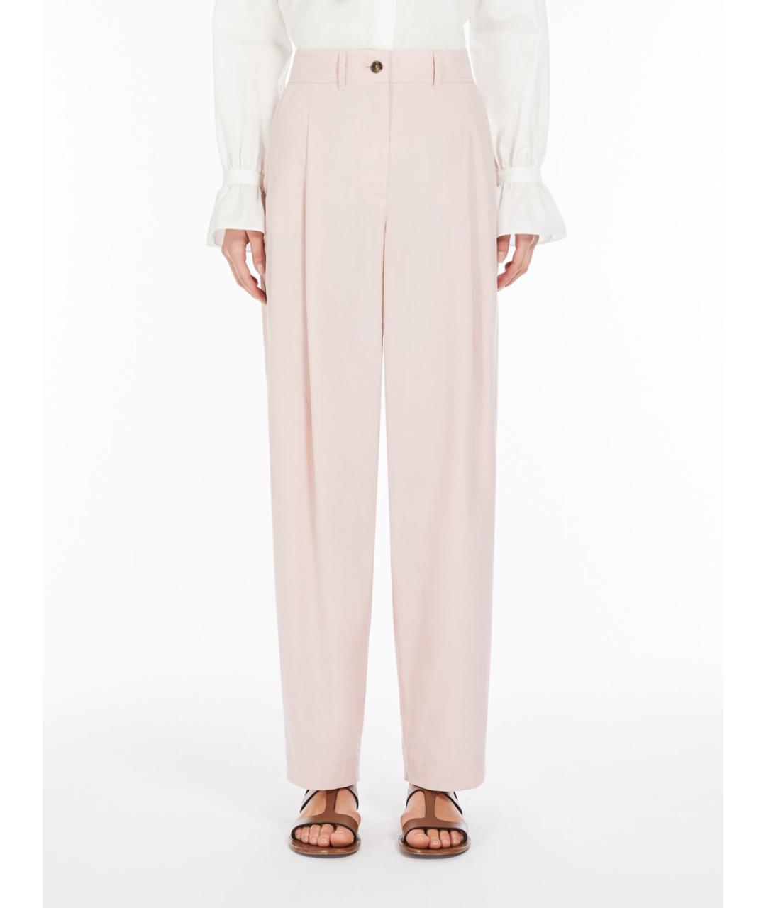 WEEKEND MAX MARA Розовые хлопковые прямые брюки, фото 5