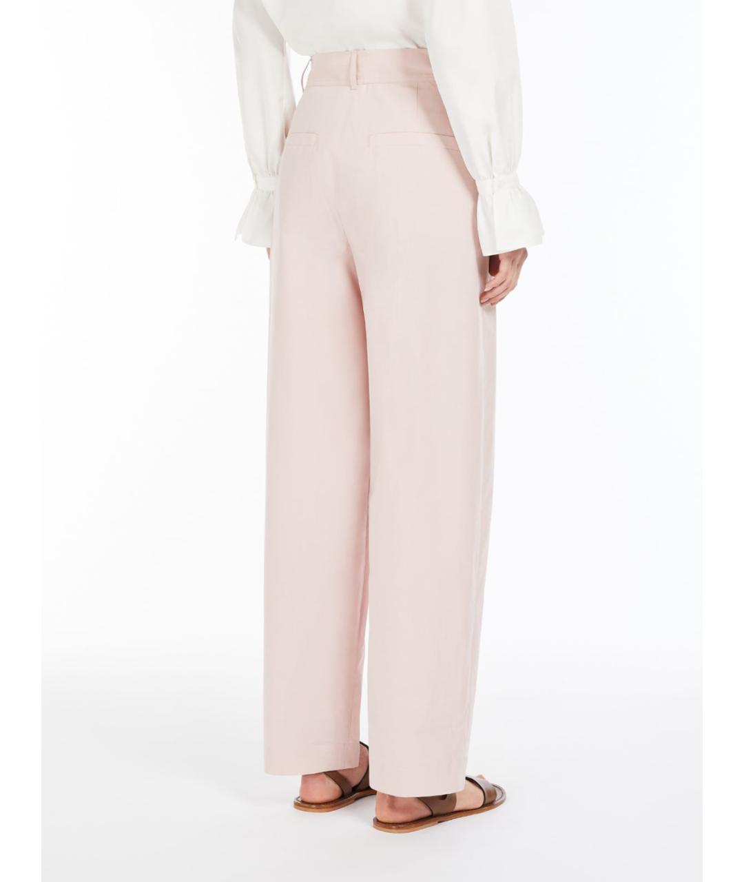 WEEKEND MAX MARA Розовые хлопковые прямые брюки, фото 4