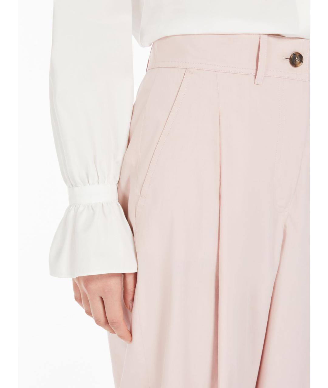 WEEKEND MAX MARA Розовые хлопковые прямые брюки, фото 3