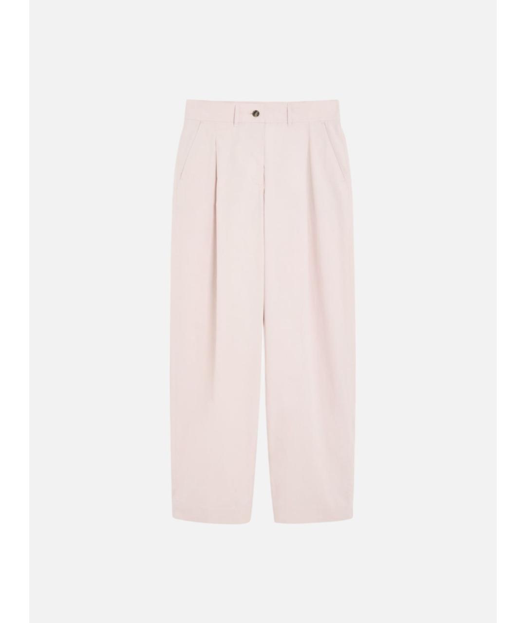 WEEKEND MAX MARA Розовые хлопковые прямые брюки, фото 6