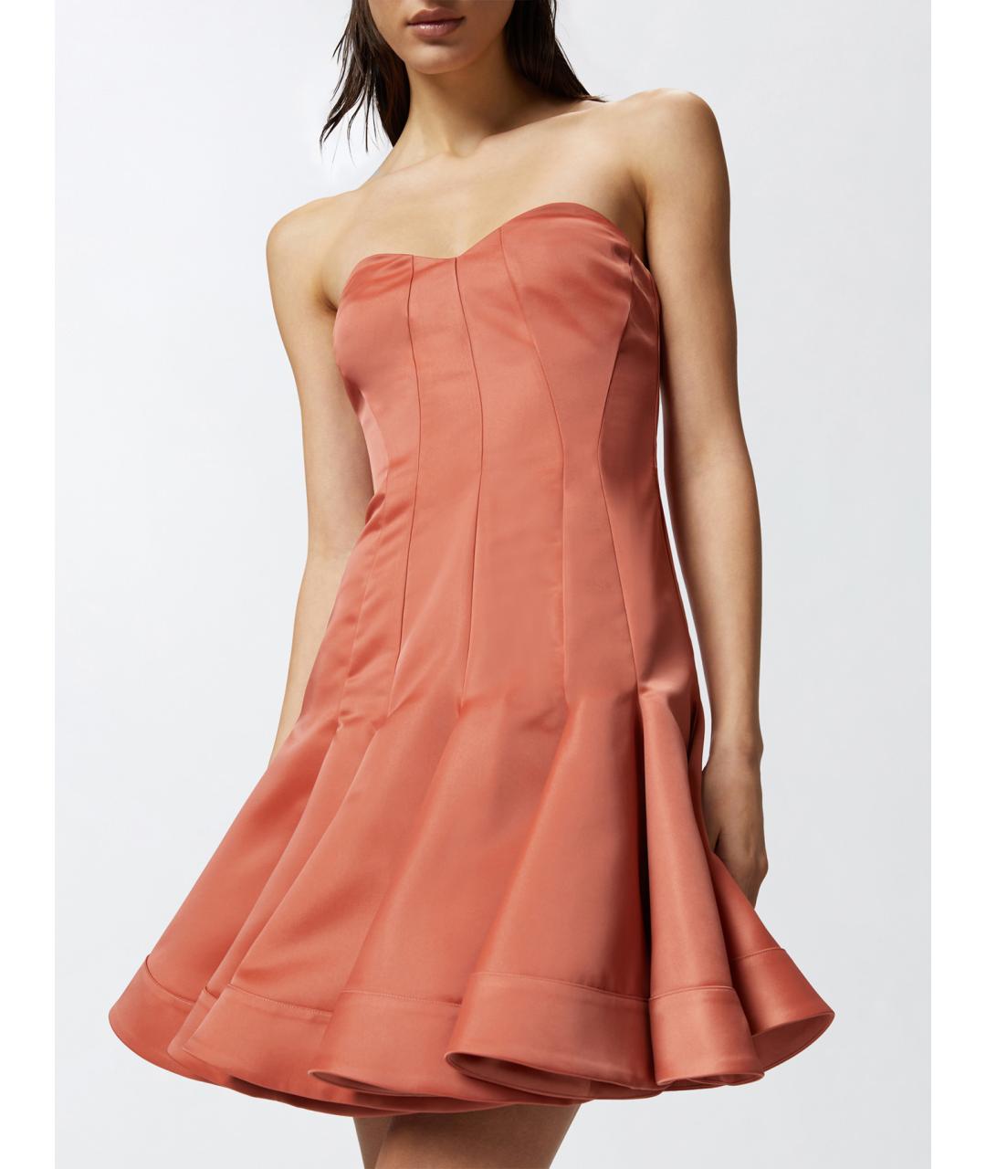 PINKO Оранжевое полиэстеровое коктейльное платье, фото 5