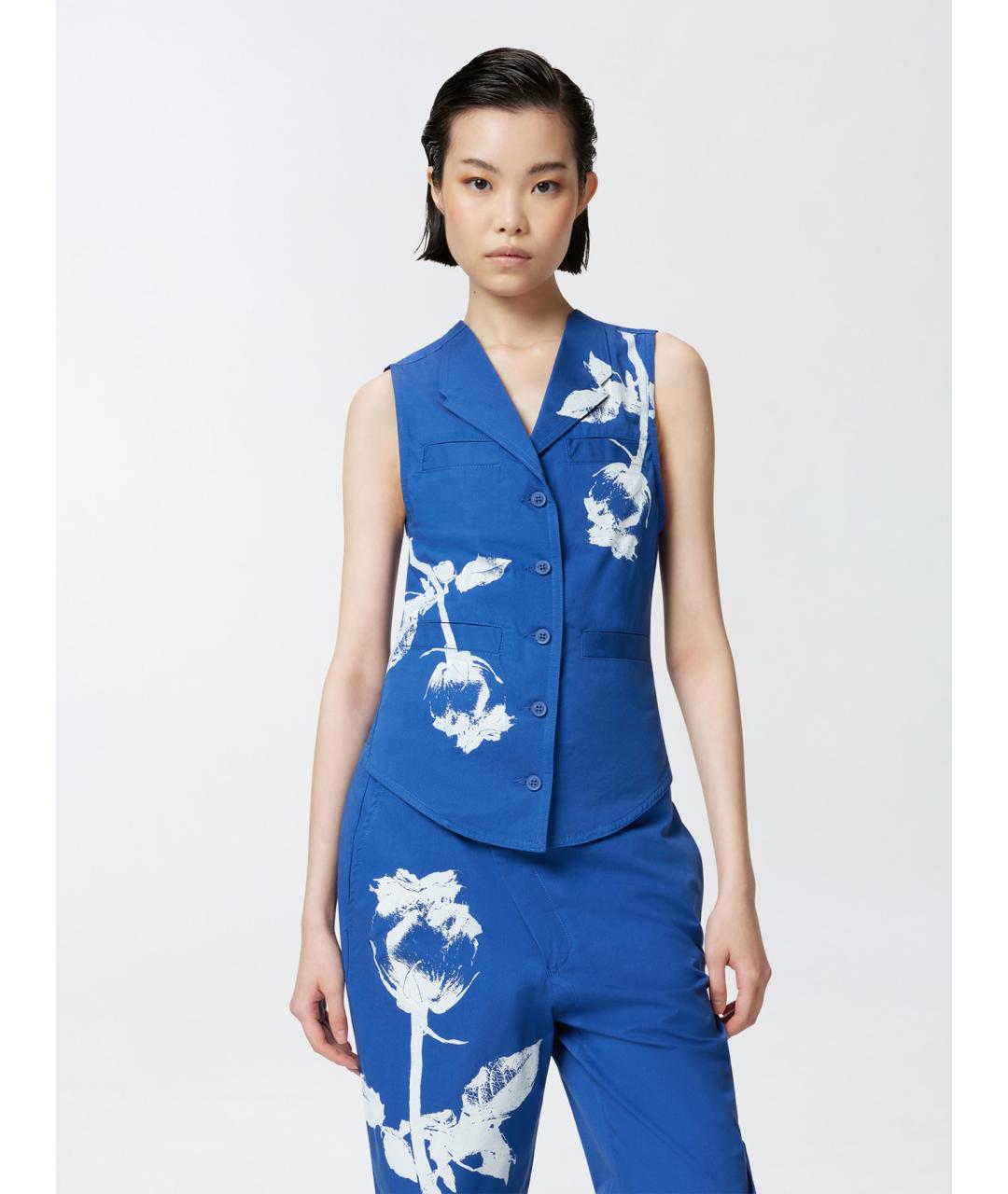 PINKO Синий хлопковый жилет, фото 3