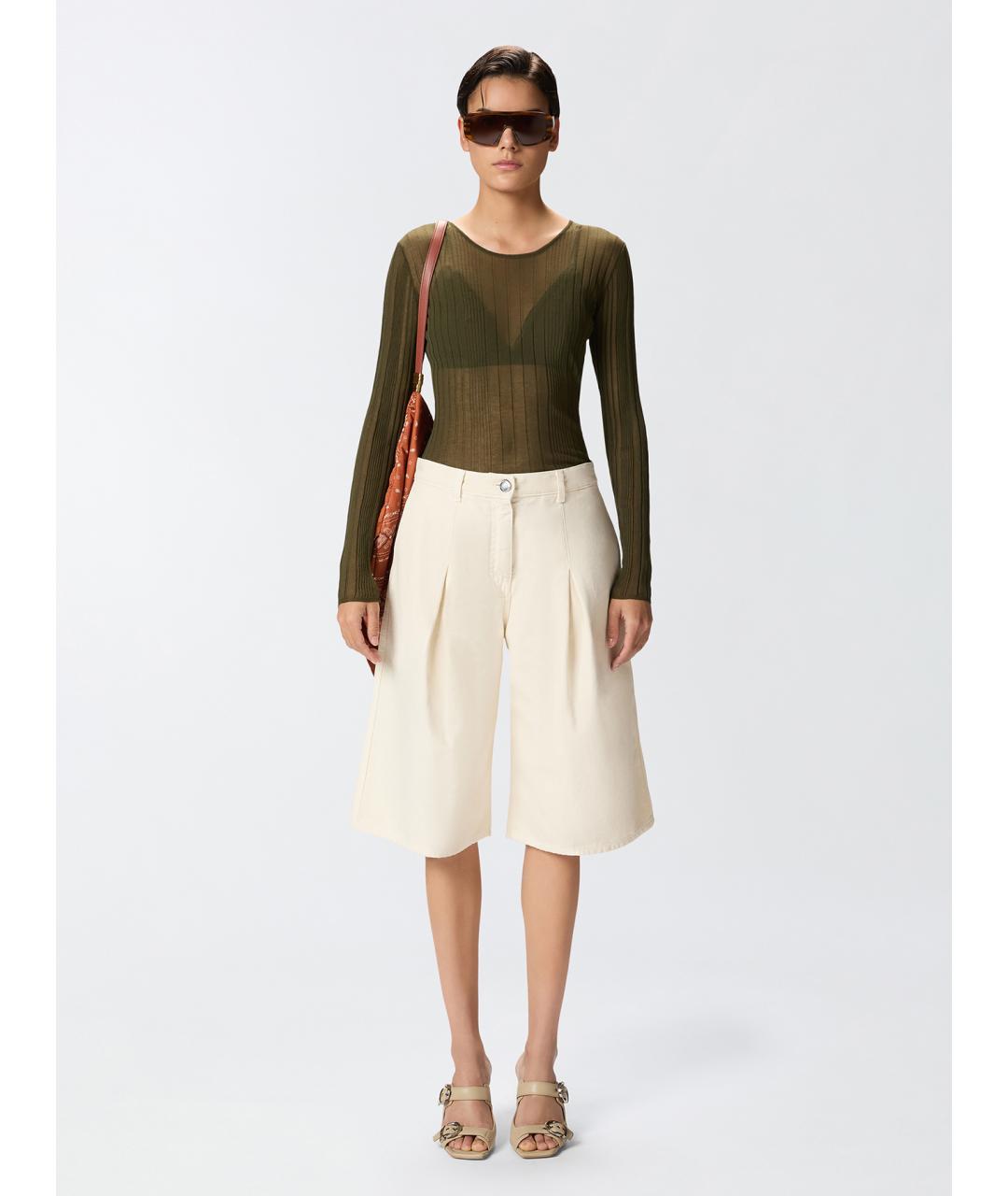 PINKO Бежевые хлопковые шорты, фото 2