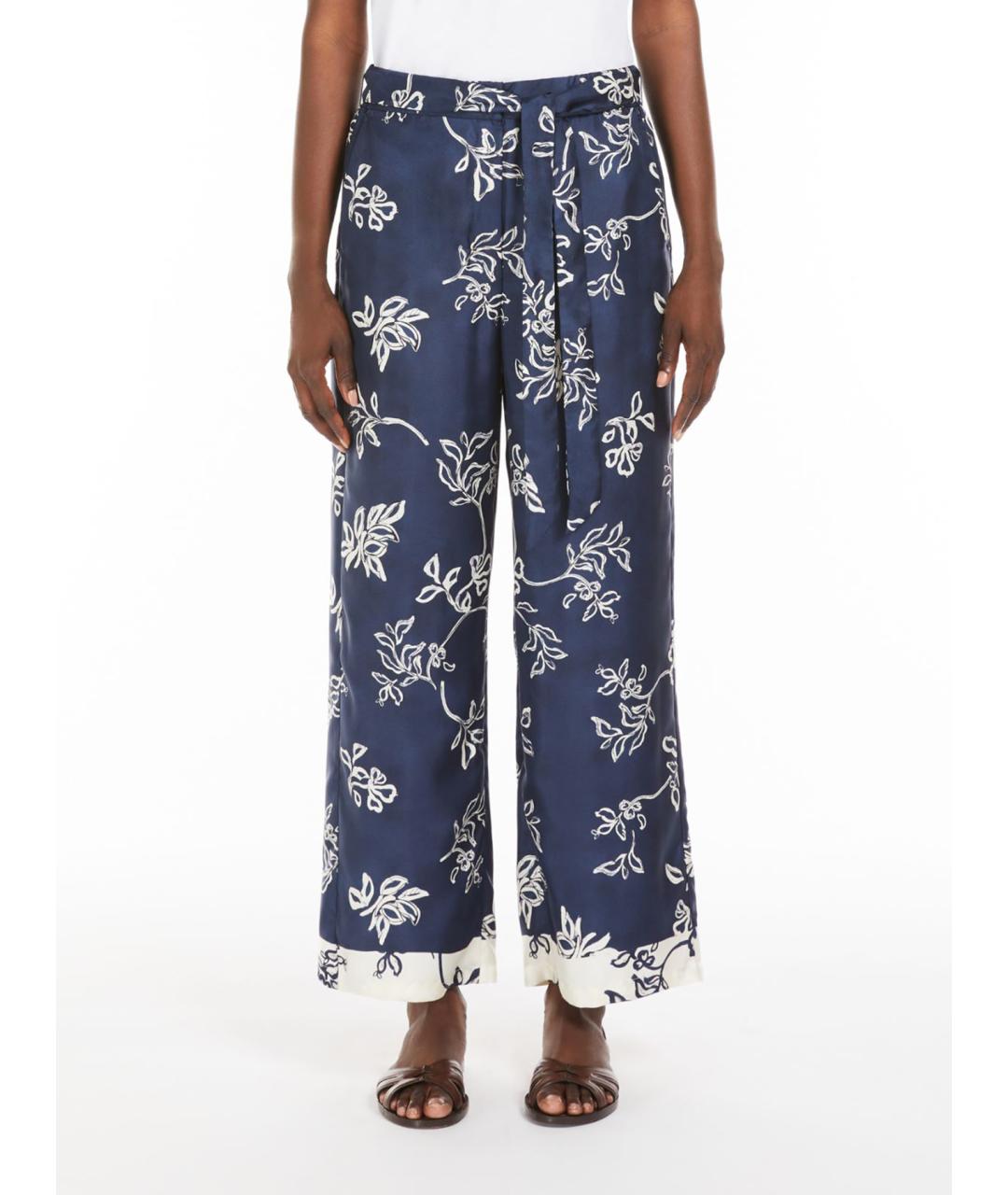 'S MAX MARA Мульти шелковые прямые брюки, фото 4