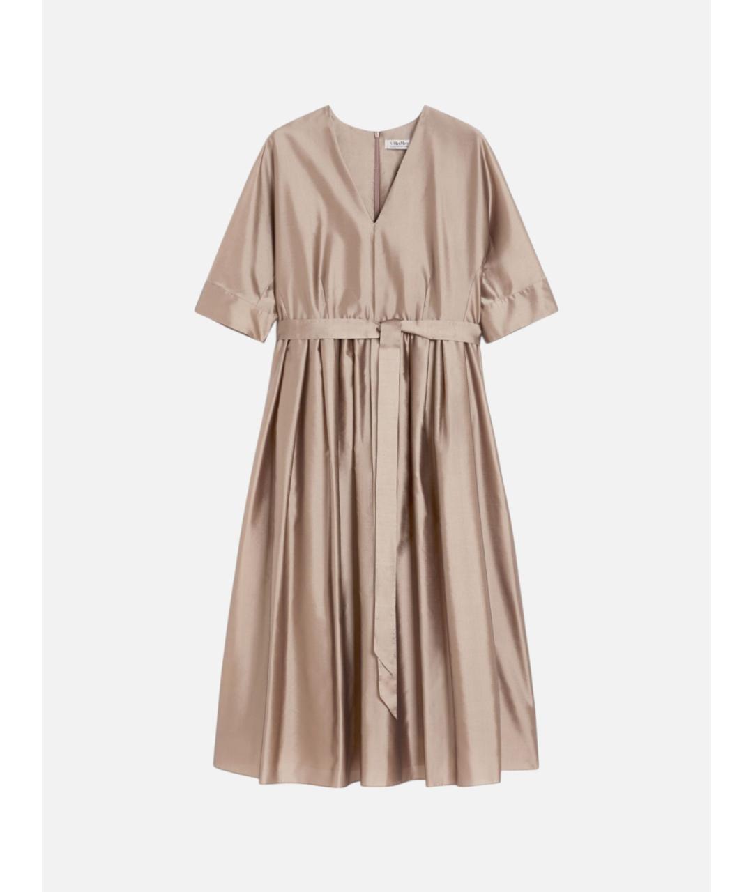 'S MAX MARA Бежевое полиэстеровое повседневное платье, фото 5