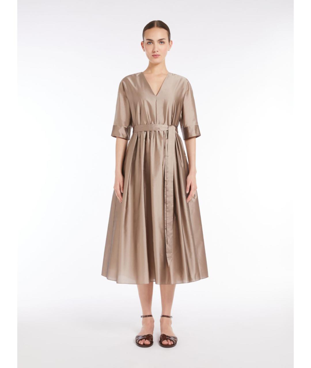 'S MAX MARA Бежевое полиэстеровое повседневное платье, фото 4