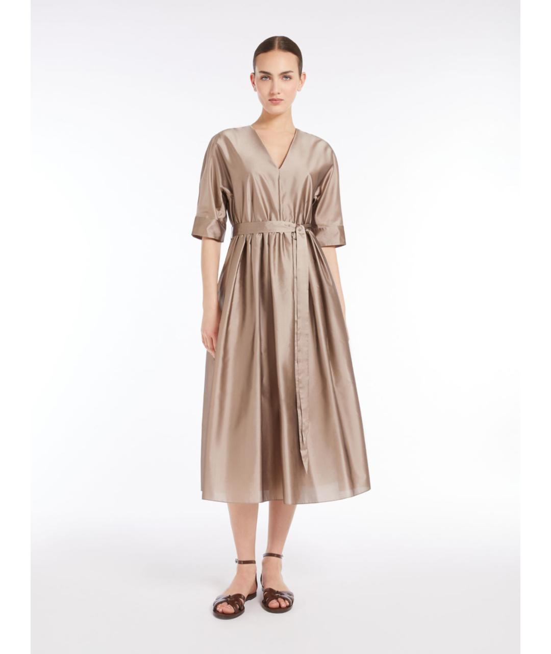 'S MAX MARA Бежевое полиэстеровое повседневное платье, фото 2