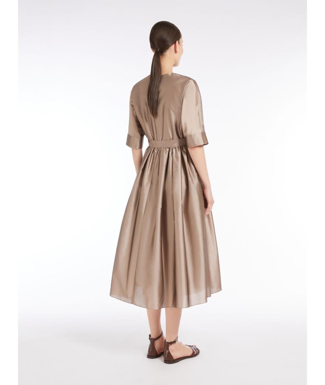 'S MAX MARA Бежевое полиэстеровое повседневное платье, фото 3