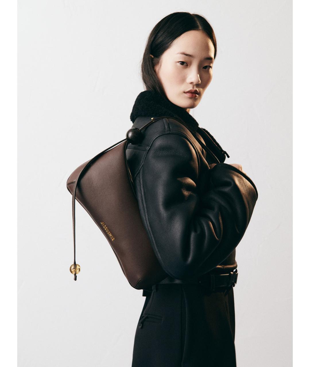 JACQUEMUS Коричневая кожаная сумка через плечо, фото 2