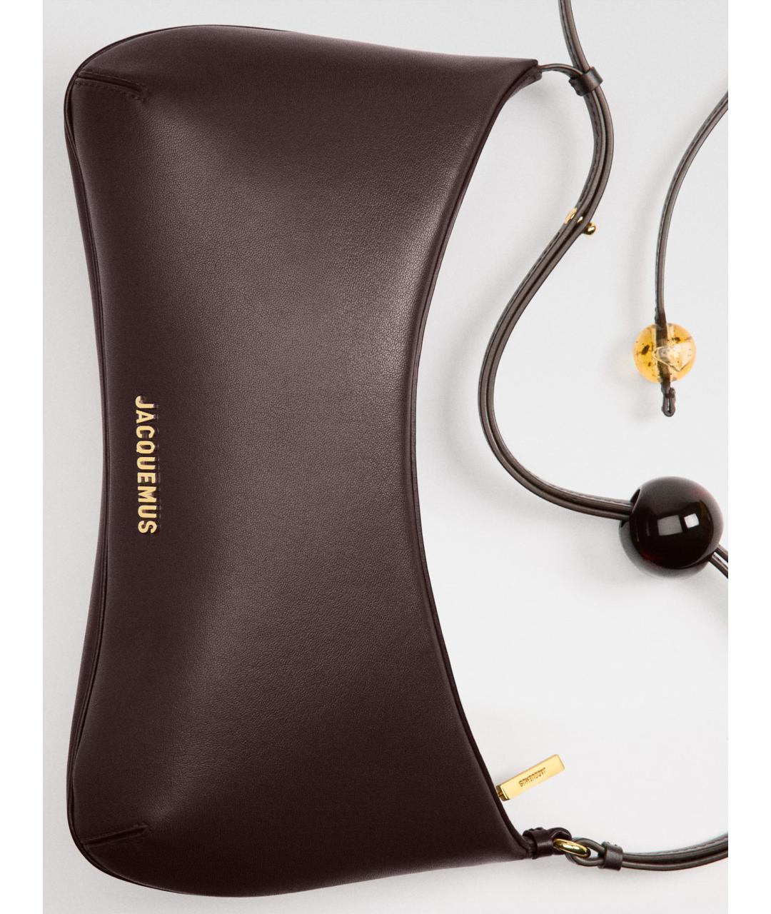 JACQUEMUS Коричневая кожаная сумка через плечо, фото 5