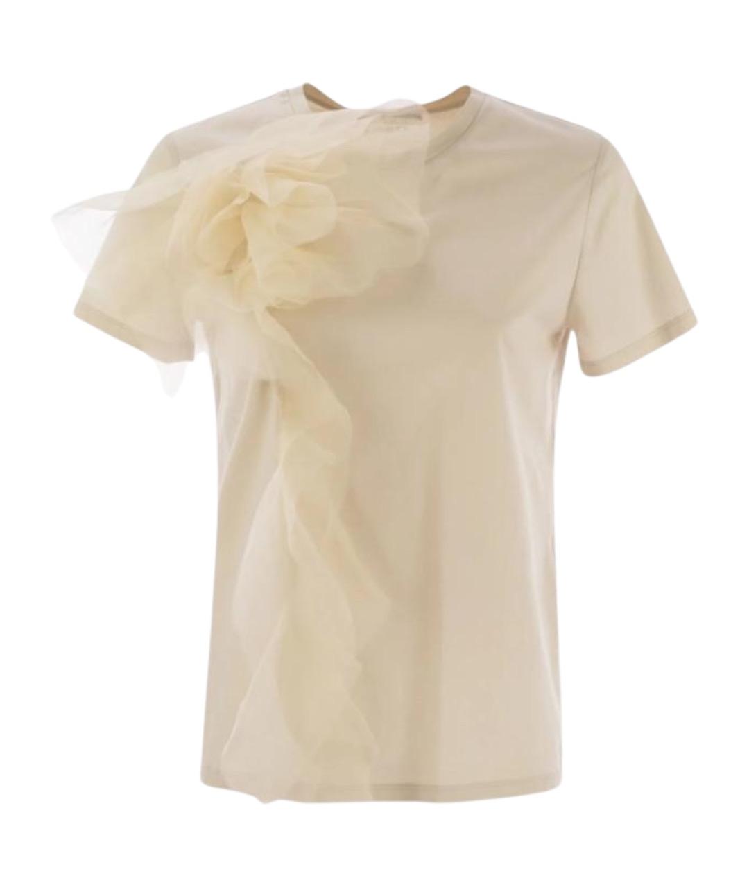 MAX MARA STUDIO Бежевая хлопковая футболка, фото 1