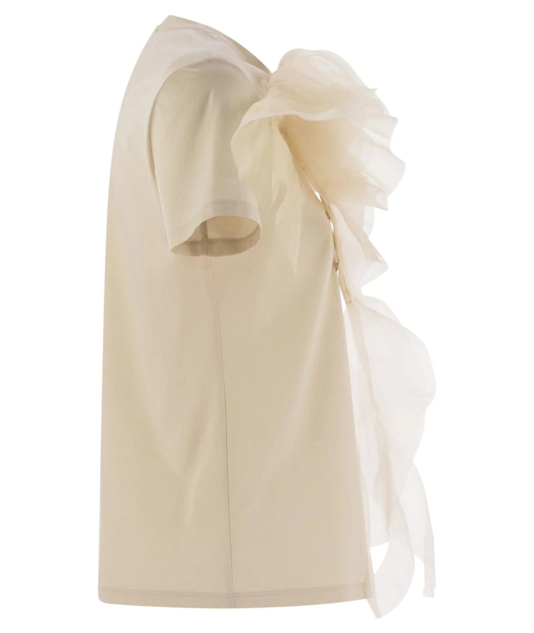 MAX MARA STUDIO Бежевая хлопковая футболка, фото 4