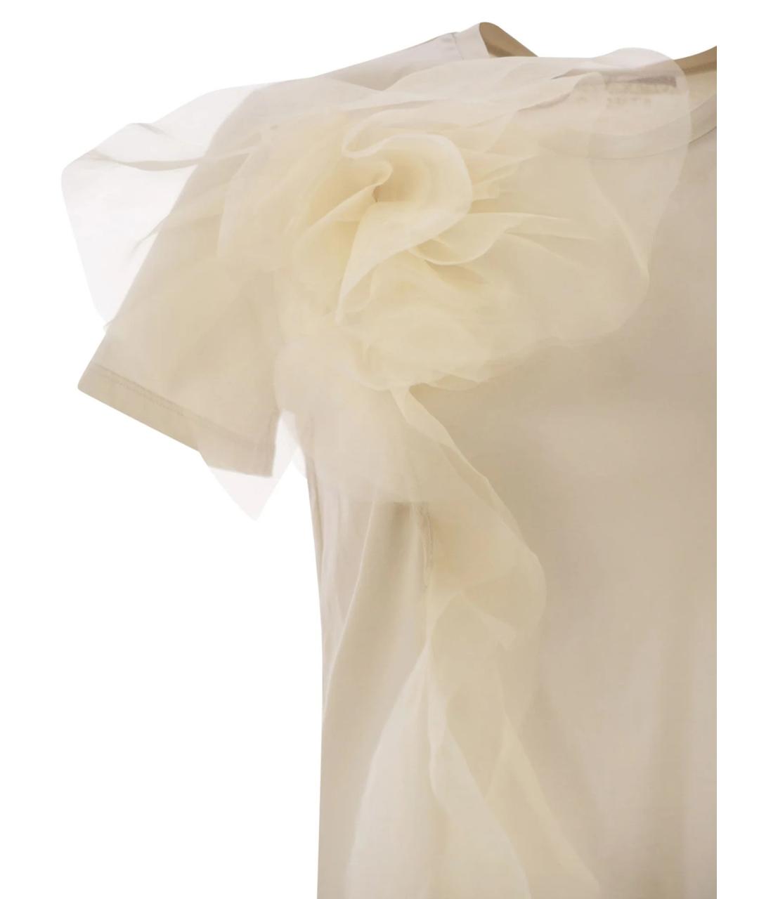 MAX MARA STUDIO Бежевая хлопковая футболка, фото 2