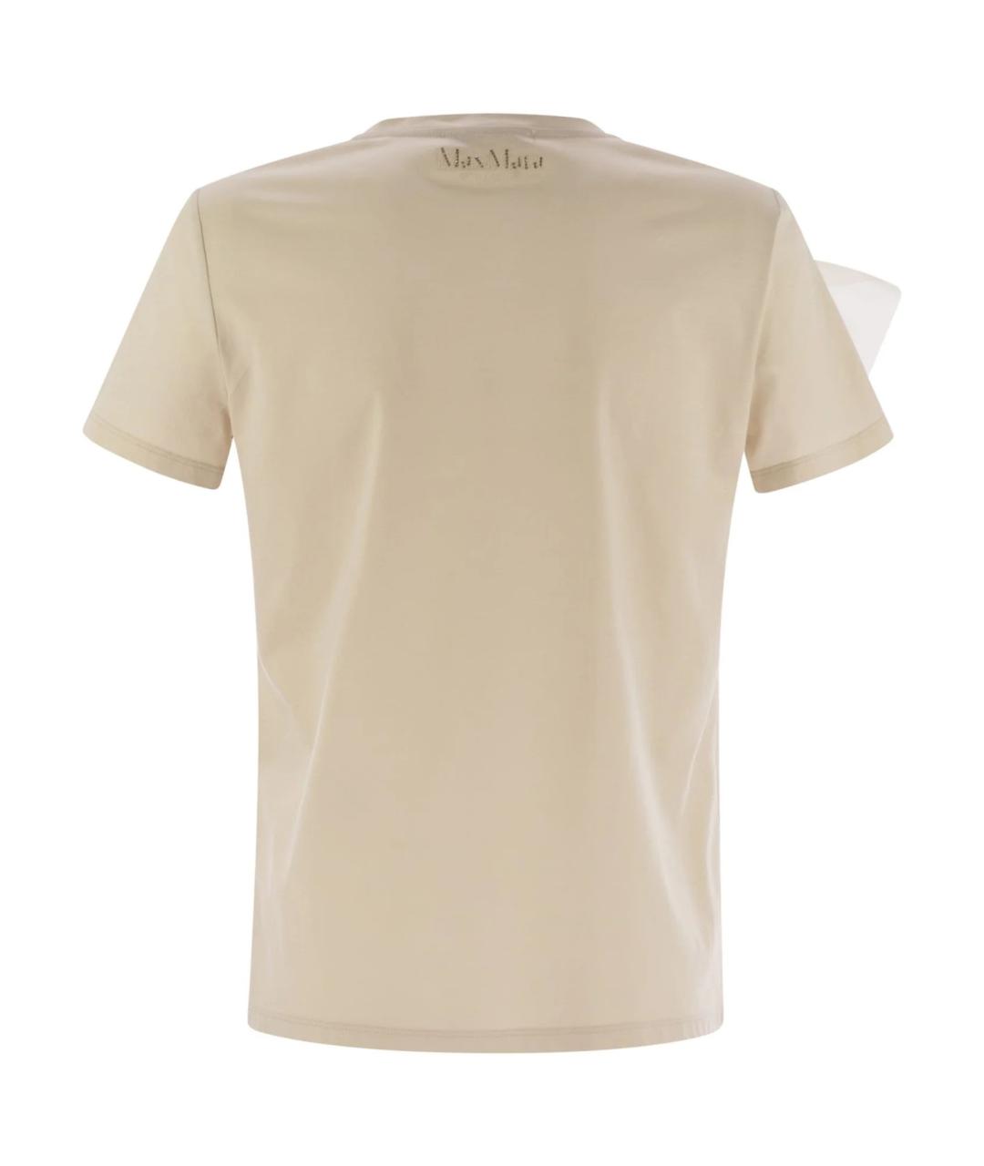 MAX MARA STUDIO Бежевая хлопковая футболка, фото 3