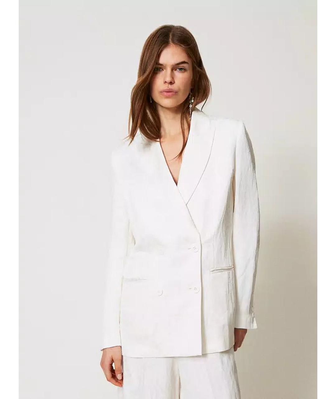TWIN-SET Белый вискозный жакет/пиджак, фото 6