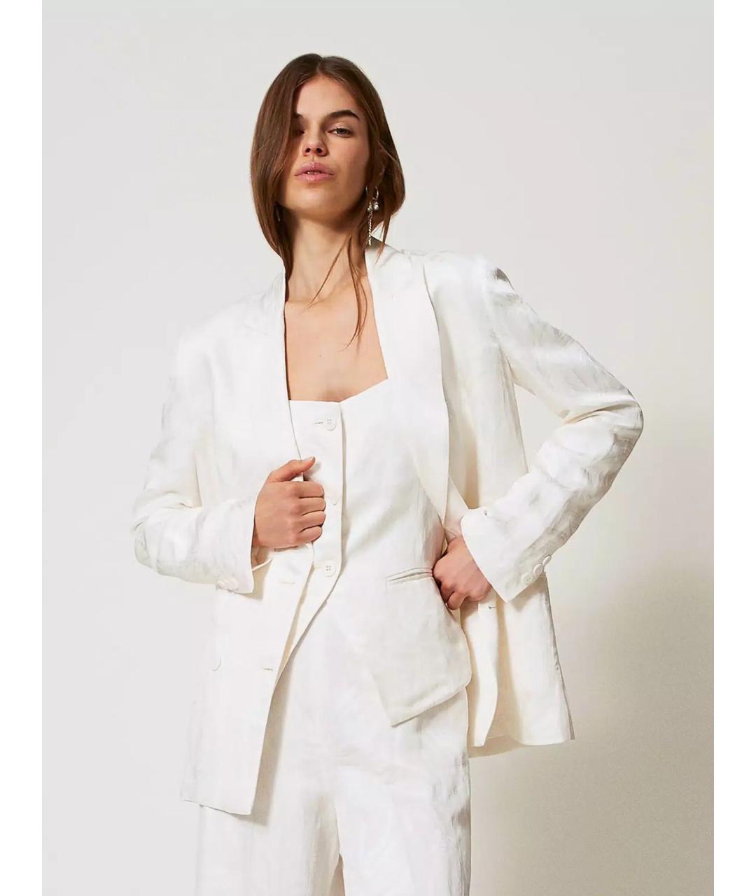 TWIN-SET Белый вискозный жакет/пиджак, фото 3