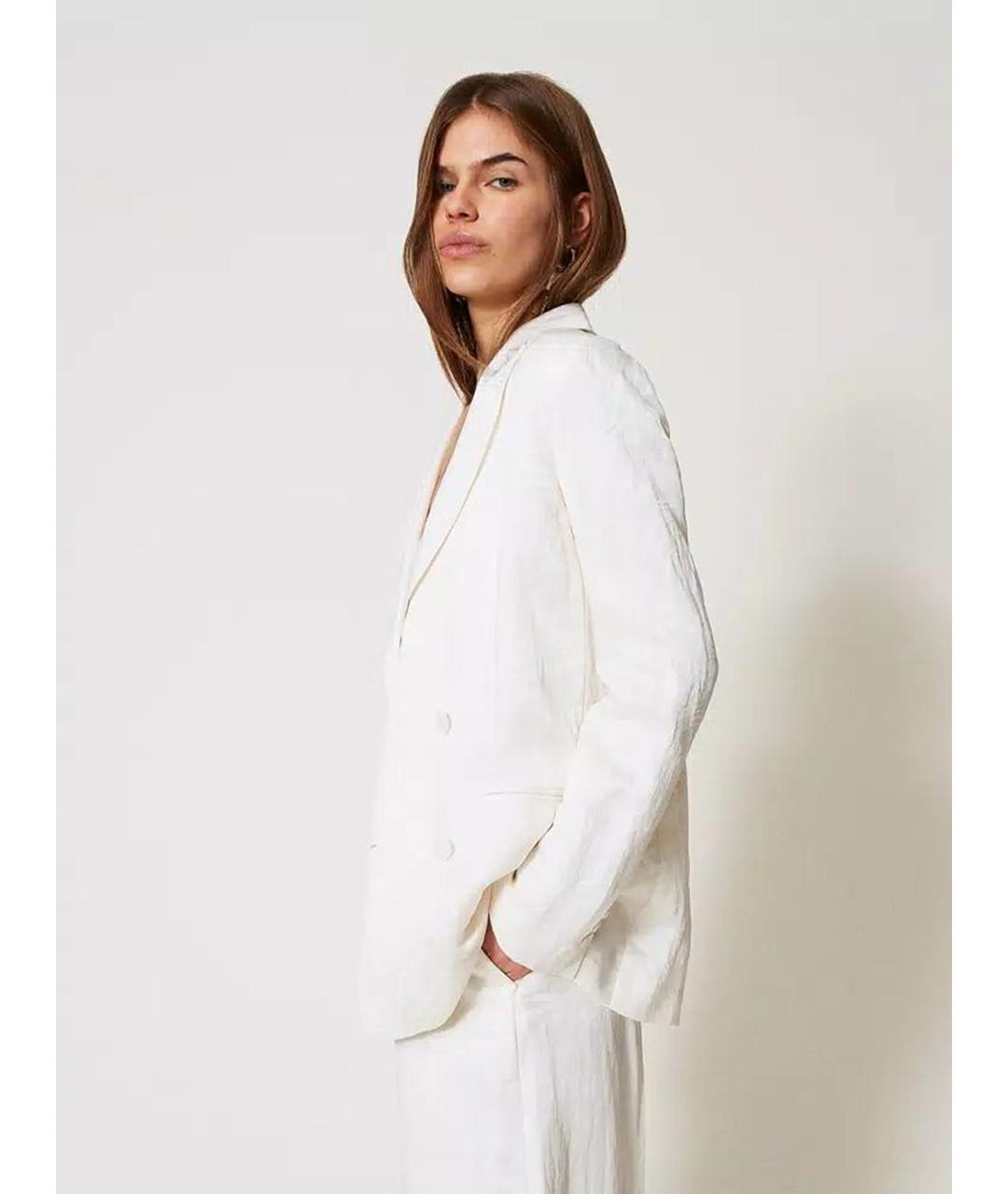 TWIN-SET Белый вискозный жакет/пиджак, фото 4