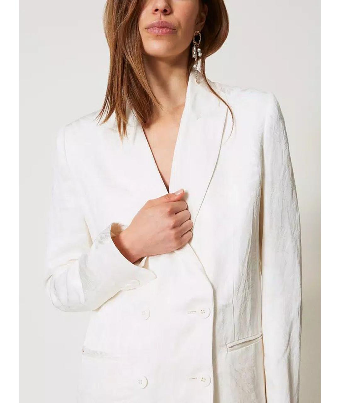 TWIN-SET Белый вискозный жакет/пиджак, фото 7