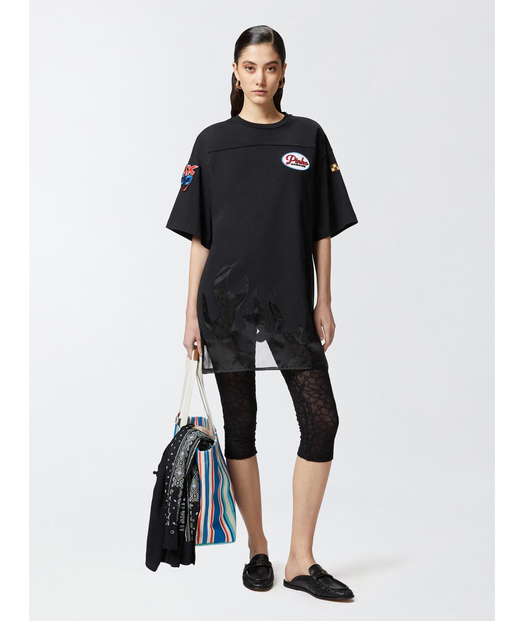 PINKO Черная хлопковая футболка, фото 2